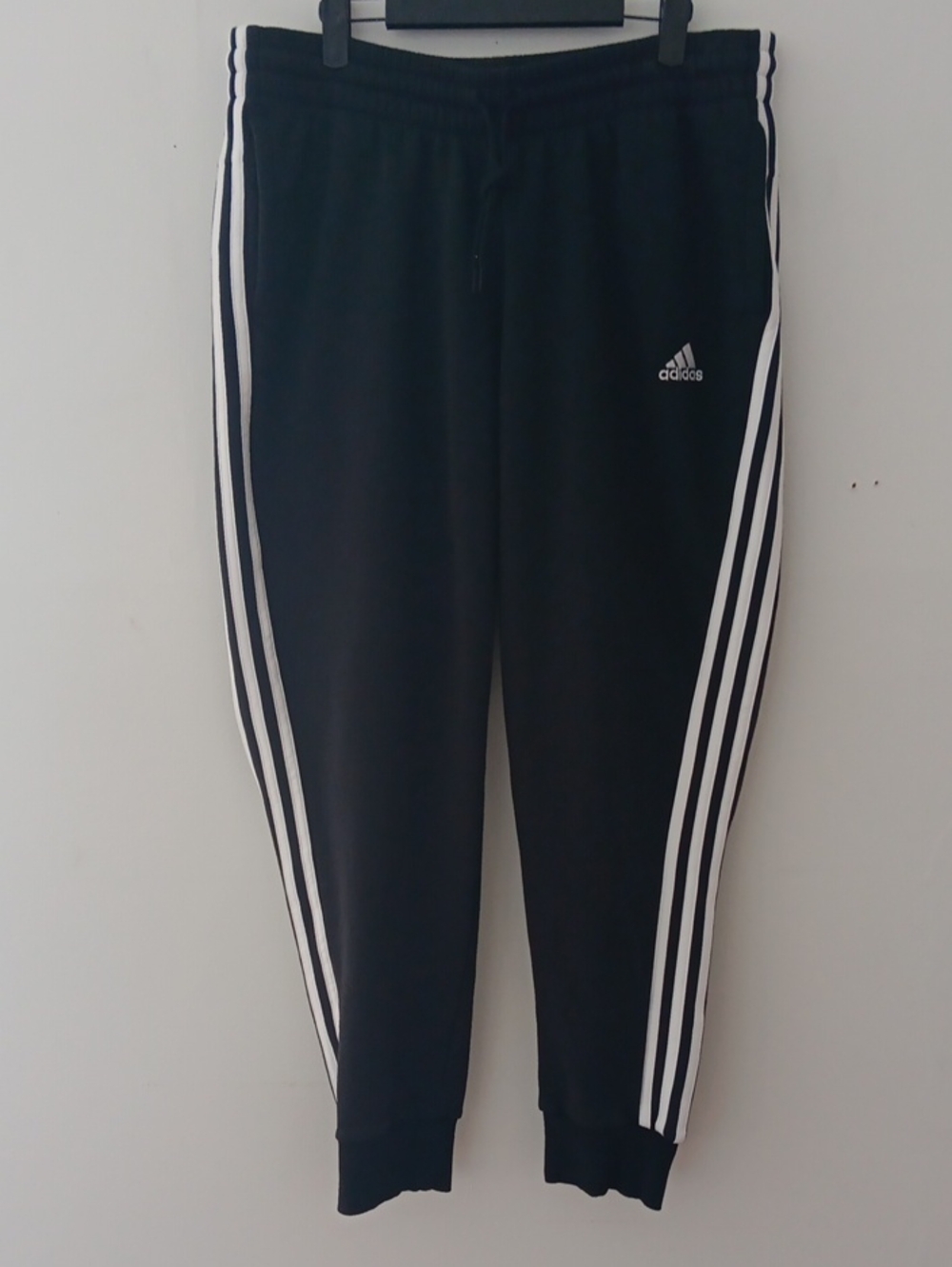 adidas Black Jogger Sweatpants with White Three-Stripes #3762
